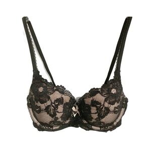 Victoria’s Secret Body by Victoria Lined Demi Black Lace Bra Mesh Back Panels